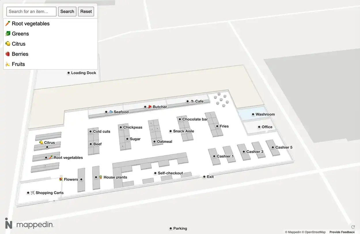 Mappedin Product Search Example