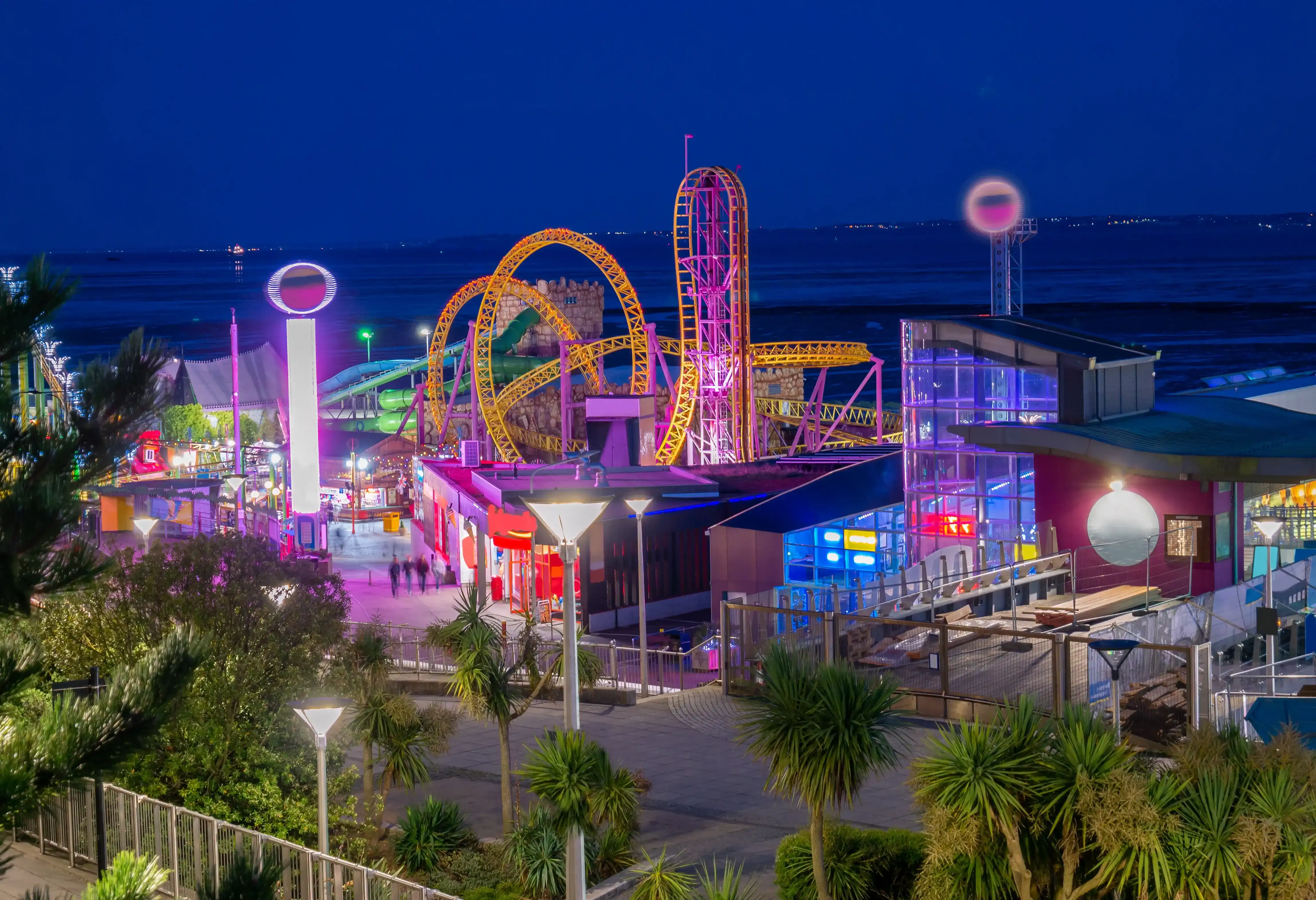 theme park at night