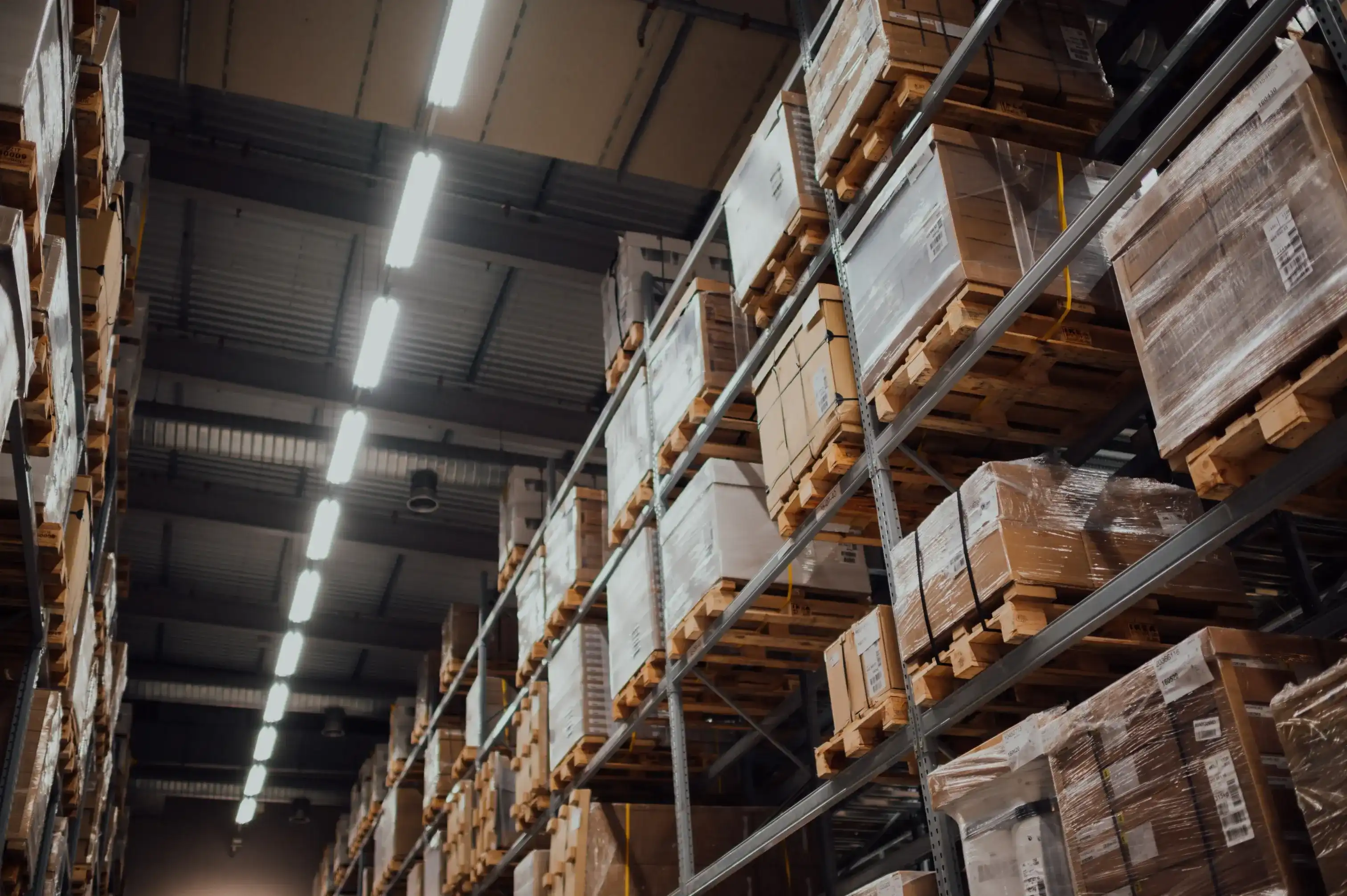 Warehouse racks with boxes