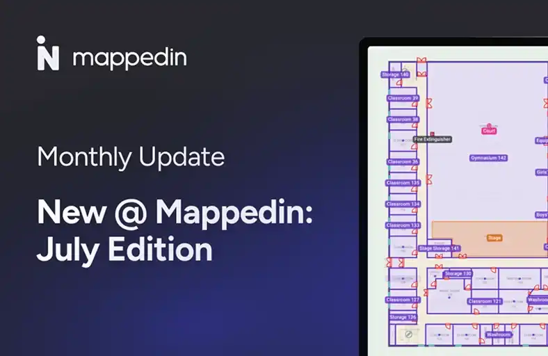 New @ Mappedin: July Edition Title Card