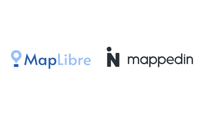 MapLibre and Mappedin logos