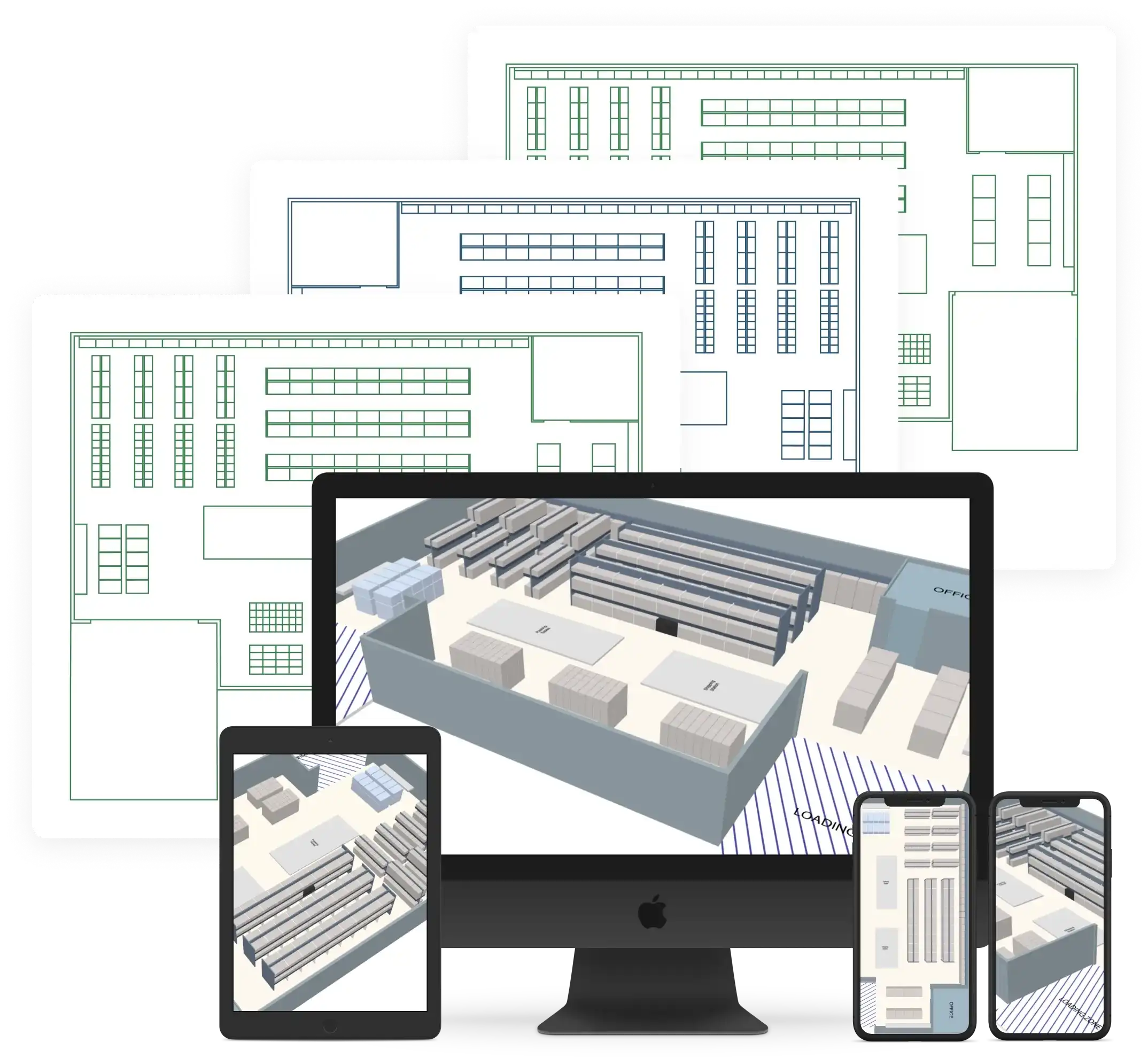 Warehouse floor plan being digitized