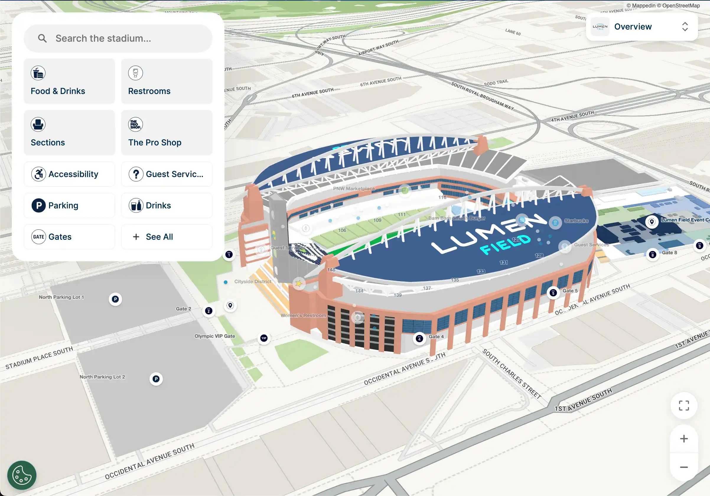 Mappedin Experience app view