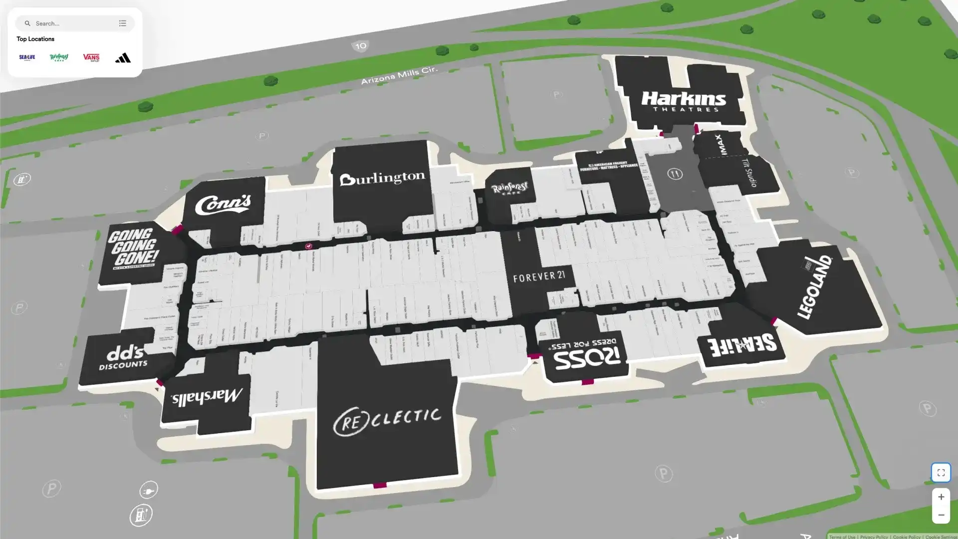 Digital map of a shopping mall