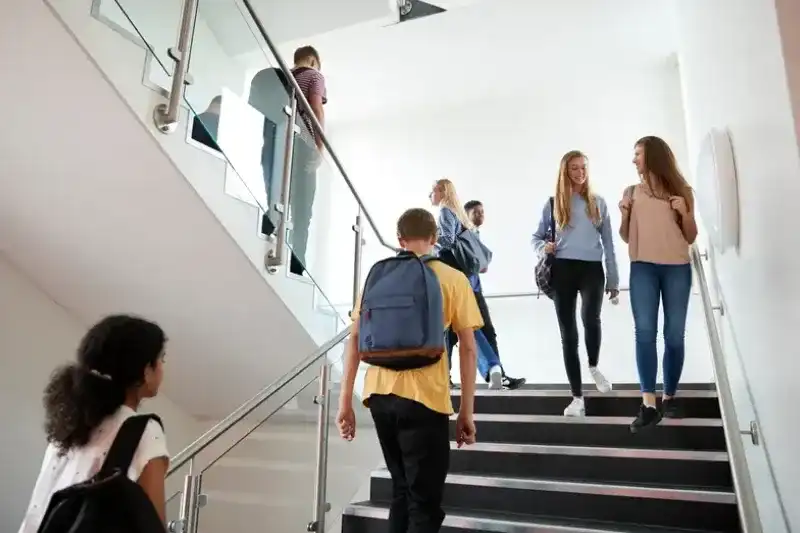 Campus students stairwell 