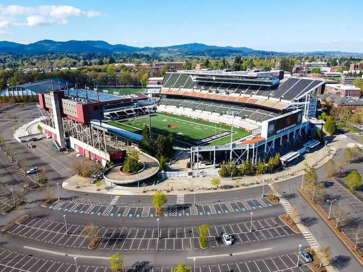 Exterior of football stadium