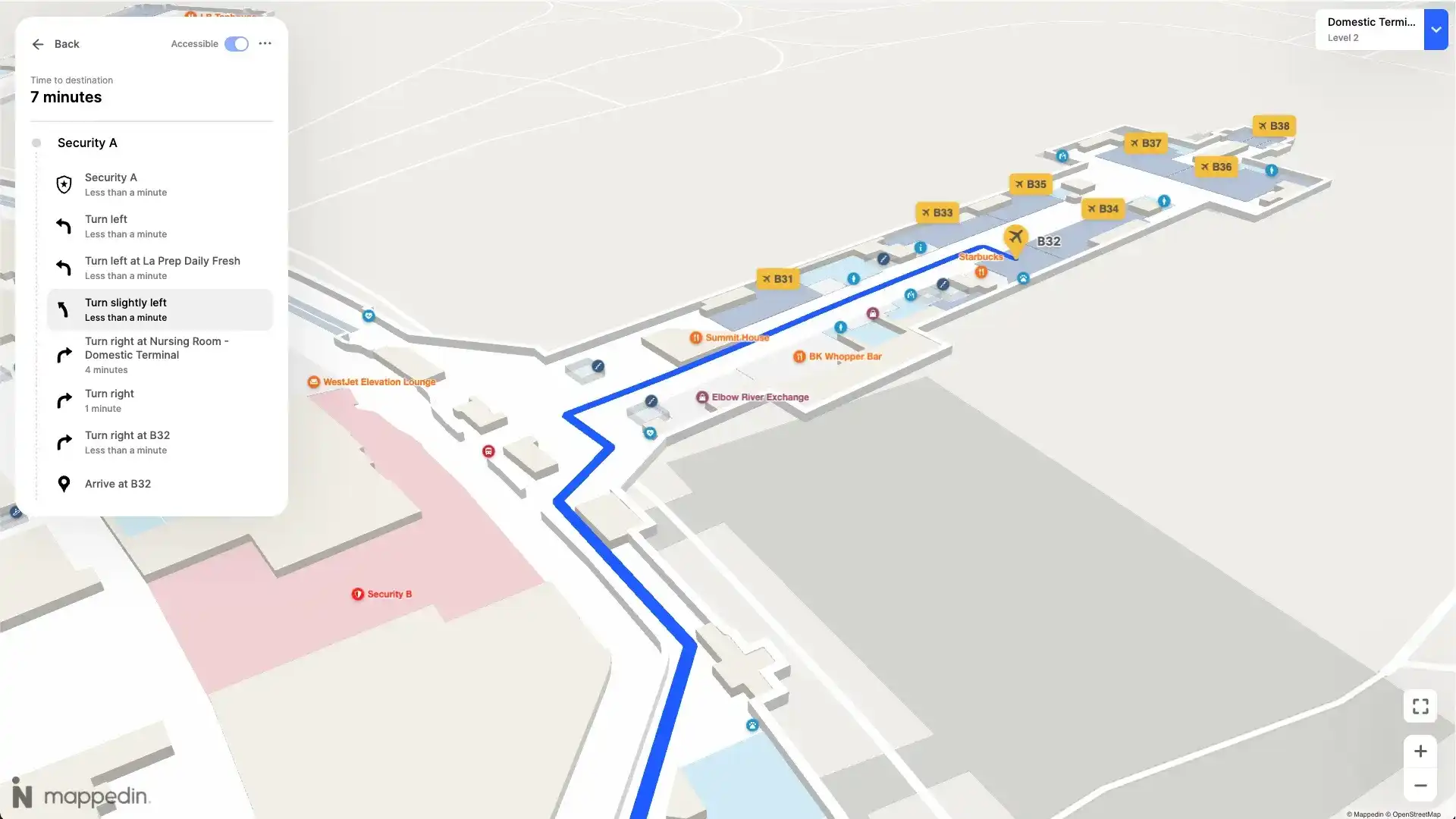 Digital map of an airport