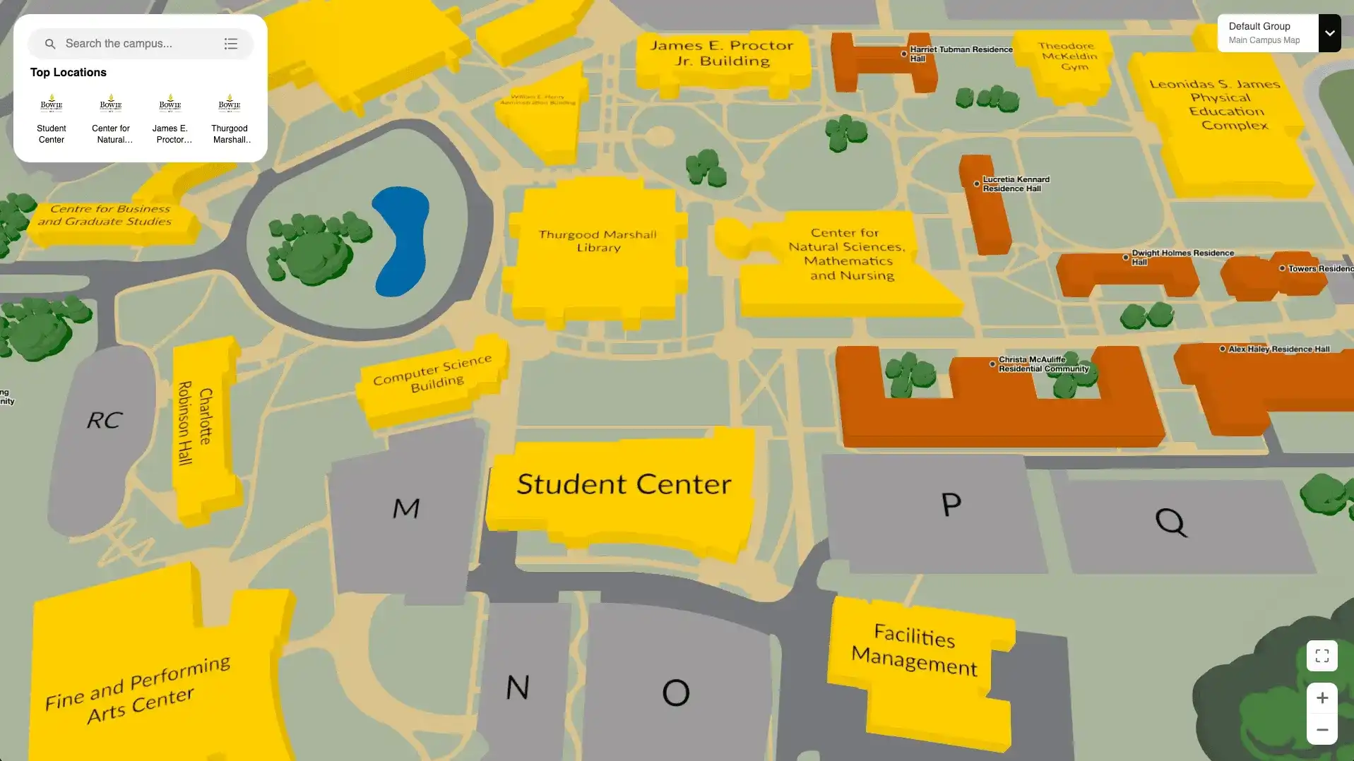 Digital map of Bowie State university