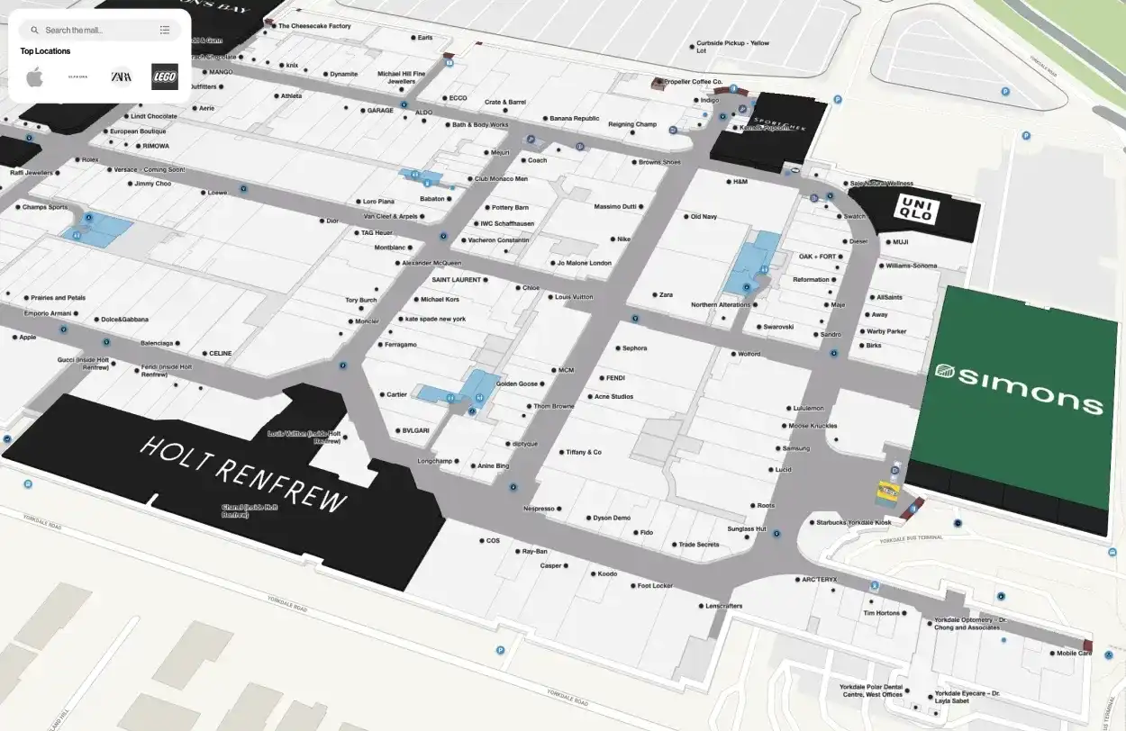 Yorkdale Mall map UX