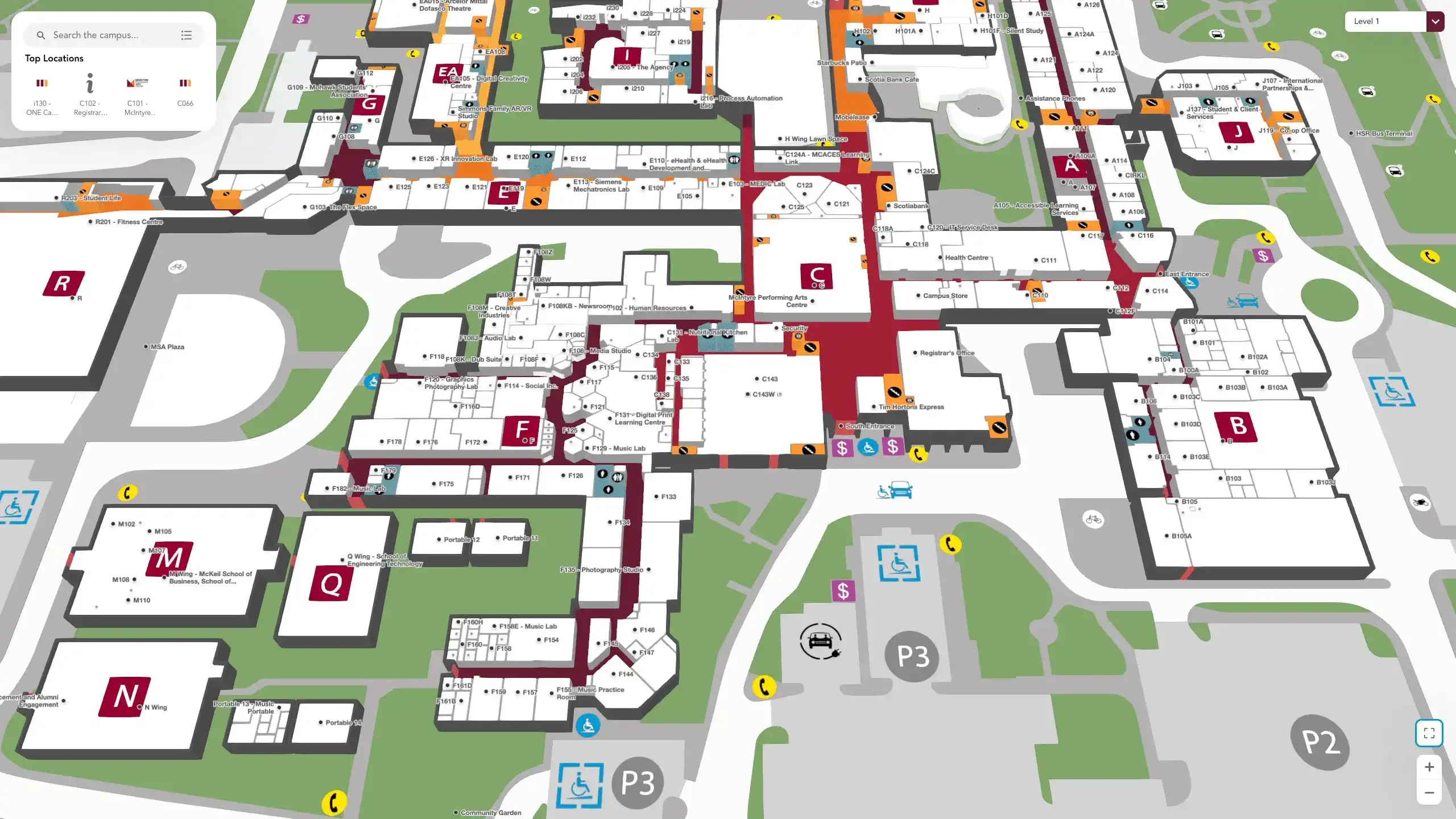 Digital map of Mohawk College