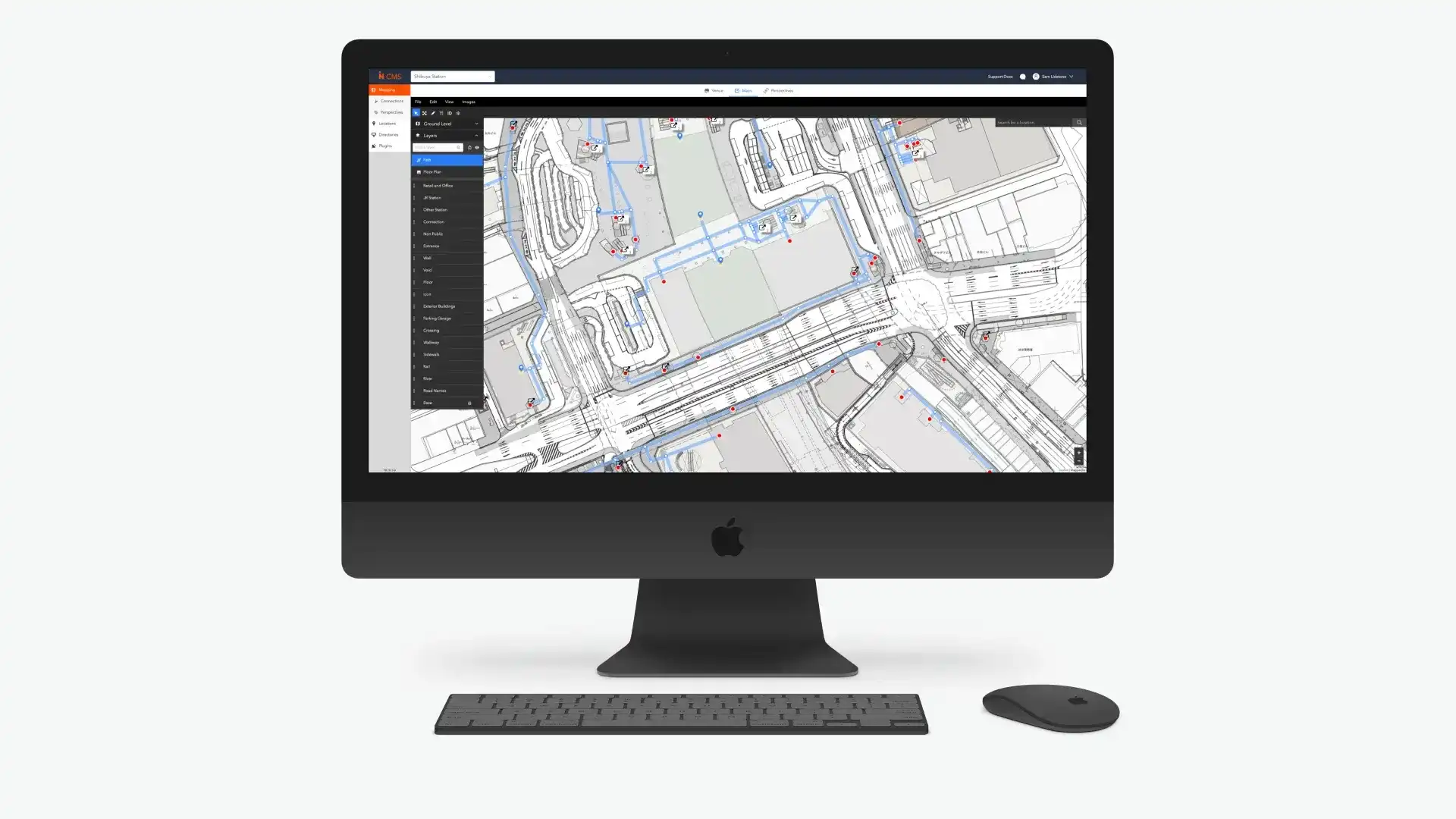 Mappedin CMS displayed on a screen