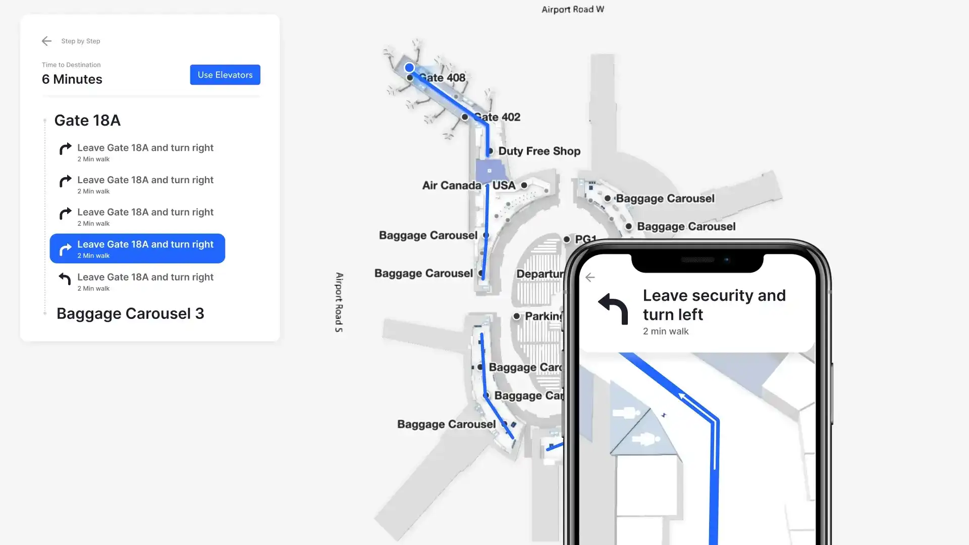 Digital map displayed on various devices